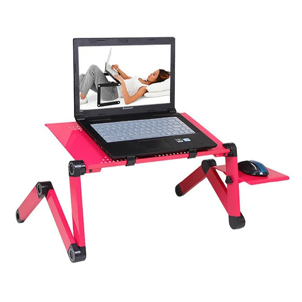 Supporto regolabile per laptop, portatile, in alluminio, ergonomico, per TV, letto, divano, PC, notebook, con tappetino per mouse