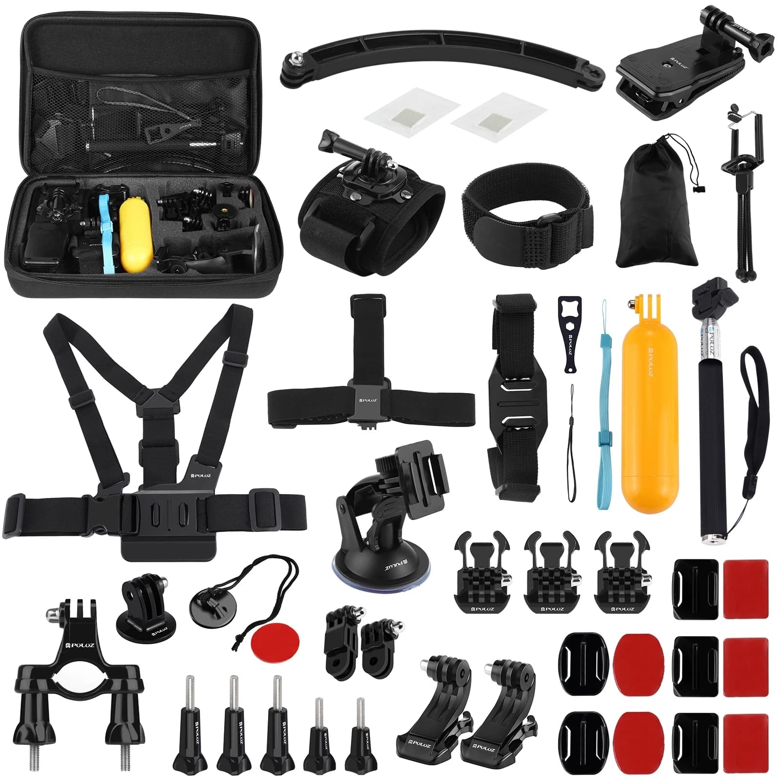 PULUZ Kit di Accessori 50 in 1 per Action Camera, Compatibile con GoPro HERO13 12 11 10 9 Black/ Insta360 X5 X4 X3/ DJI e Altre Action Cam
