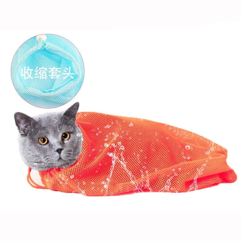 Borsa da bagno per toelettatura per gatti in rete Borse per lavare i gatti per il bagno di animali domestici Rifinitura delle unghie Iniezione Restraint per morso antigraffio