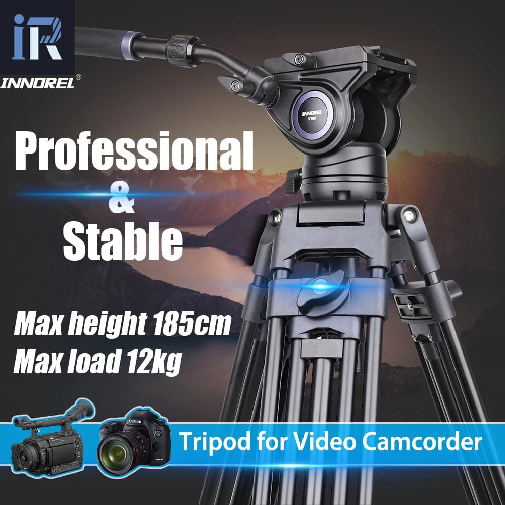 VT80 Video Tripod System Professional 185 cm Heavy Duty Aluminum Pipe Kit Fluid Head F80 12 kg per DSLR Camera