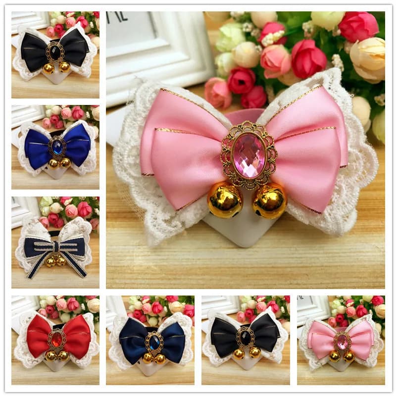 Cat collana principessa papillon collare per cani sciarpa per animali dolce con campana cucciolo tracolla Yorkie Chihuahua Pug accessori per gattini carini