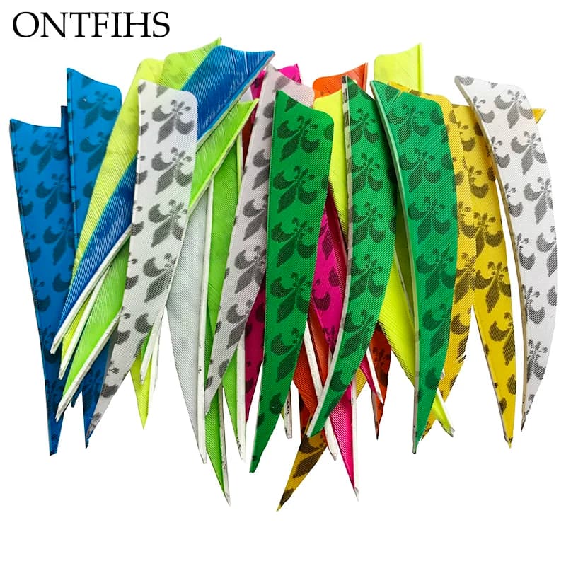 50 Pcs 4Inch Arrow Feathers Shield Cut Turkey Plume Special Pattern Archery DIY Accessories for Hunting Shooting