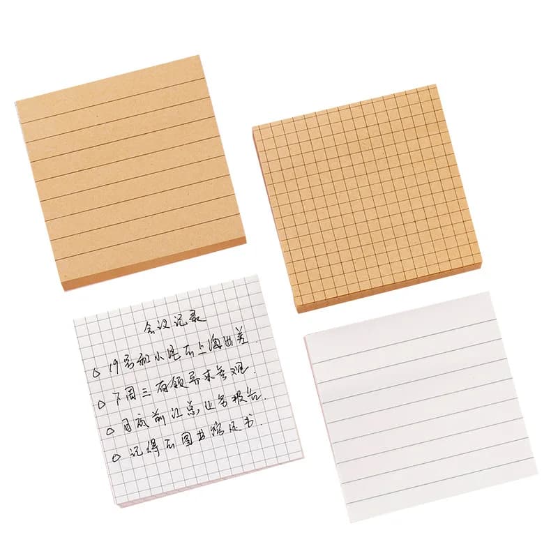 Mini blocco note in carta di colore marrone bianco Linea vuota Griglia adesiva Nota Planner Diario Libro Indicatore Adesivi Ufficio Scuola A6918