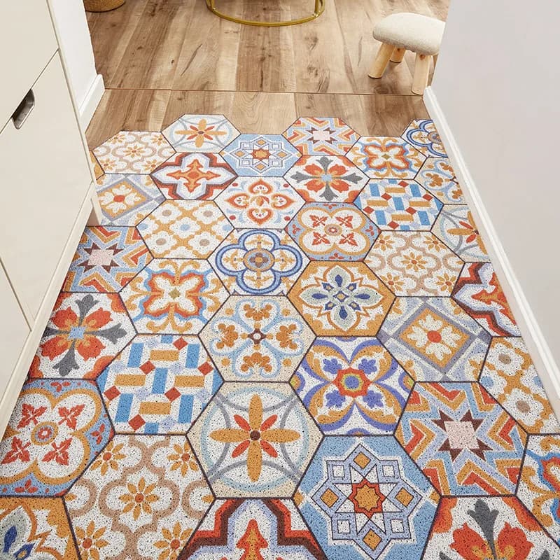Carpet Rug Resistant to stains Clean shoes Entry door Mat PVC Modern Style Silk Ring Antibacterial Door Mat for Home Use