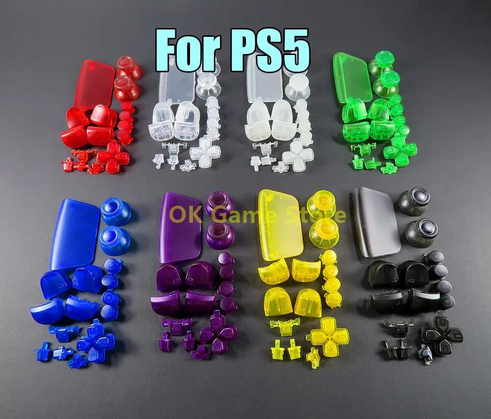 10 set/lotto Set di pulsanti completi trasparenti per PlayStation 5 D-pad R1 L1 R2 L2 Tasto di direzione ABXY Pulsante Joystick Cap per controller PS5