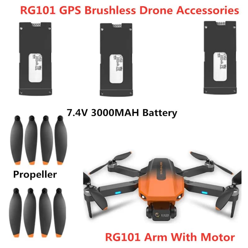 Batteria per Drone RC RG101 MAX 7.4V 3000mAh, Elica per Accessori Drone RG101, Pale per Drone RG101MAX, Giocattoli Drone RG101