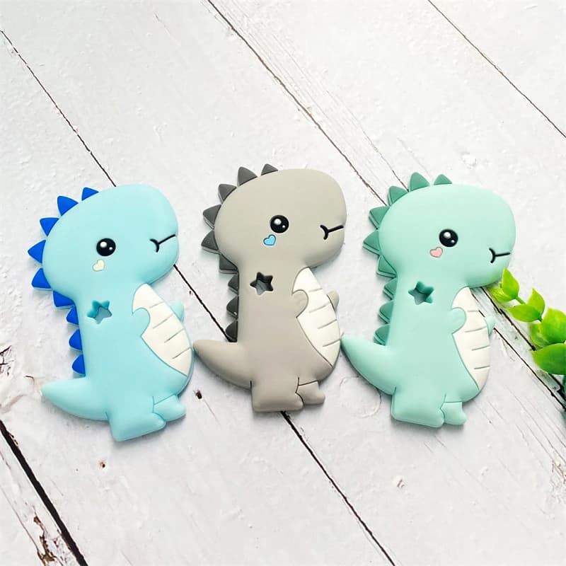 1 pz silicone dinosauro massaggiagengive cartone animato animale roditore denti collana giocattolo da masticare per bambini per uso alimentare