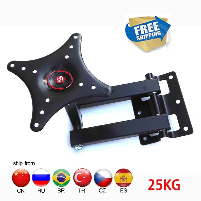 LCD-123R 360 ruota braccio pieghevole universale TV LED montaggio a parete monitor PC supporto TV ruotato staffa da parete LCD inclinazione girevole al plasma