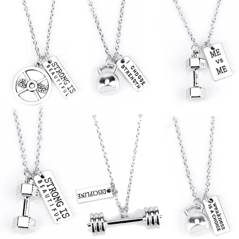 Necklace with pendant for weight lifting necklace with handlebars Kettlebell fitness vintage 45 pounds