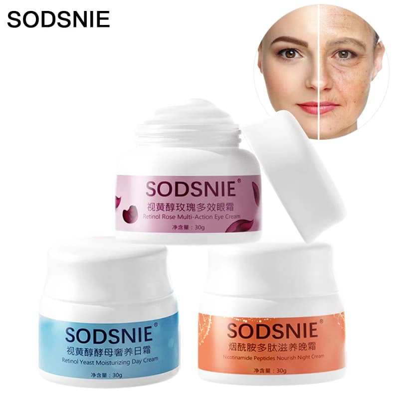 Facial Cream Set Moisturizing Anti-Puffiness Remove Fine Lines Dark Circles Deep Nourishment Repair Facial Care 30g*3pcs