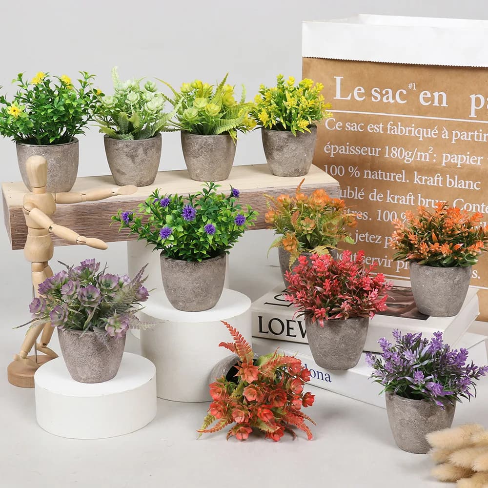 New flower pot artificial plant flower simulation plastic pink flower pot home decoration Mariage Office Room Table Decor