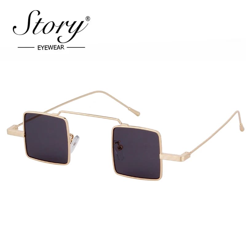 STORIA 2018 Piccola Piazza Occhiali Da Sole Degli Uomini di Modo Scarno Sottile Struttura In Metallo Retro Minin Steampunk Occhiali Da Sole Per Le Donne Nero Ombra