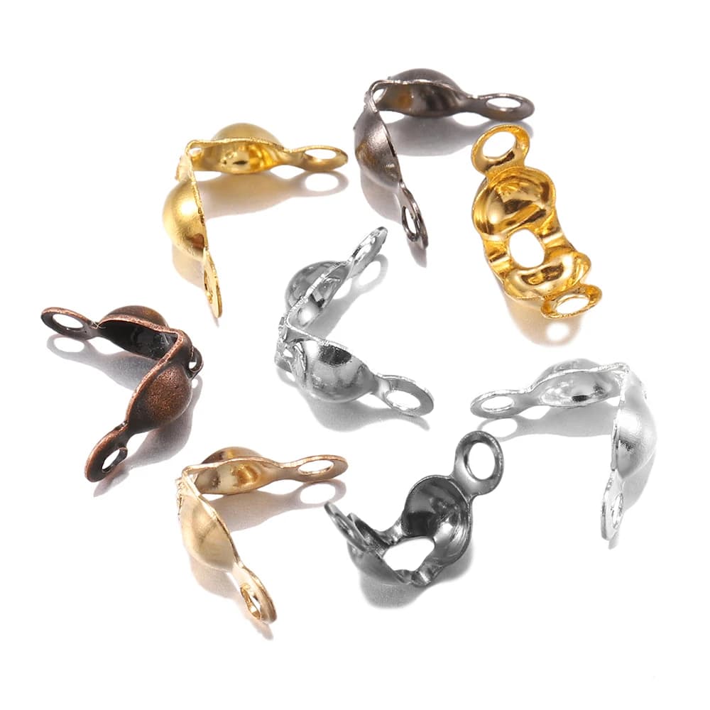 200 pz/lotto 4*7mm connettore chiusura raccordo catena a sfera Calotte fine piegature perline connettore per collana fai da te braccialetto creazione di gioielli