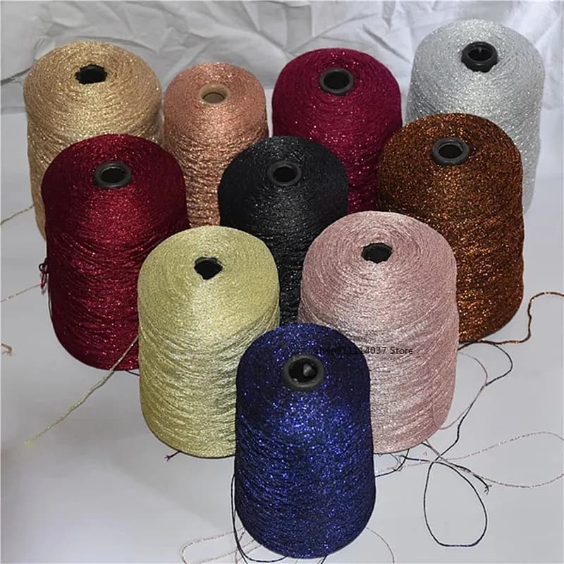 500g filato cavo fine oro argento seta brillante metallizzato ago filo filo accessori fatti a mano fai da te linea di lana all'uncinetto colorata