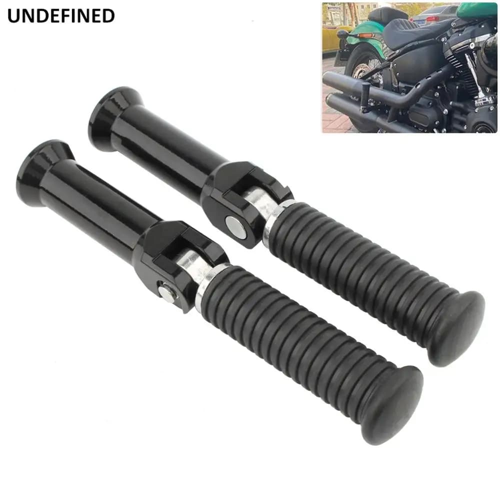 Black Passenger Footrests Support Kit CNC Aluminum Foot Pegs For Harley Softail 2018-2024 Low Rider FatBob Breakout FLDE FLHC/S