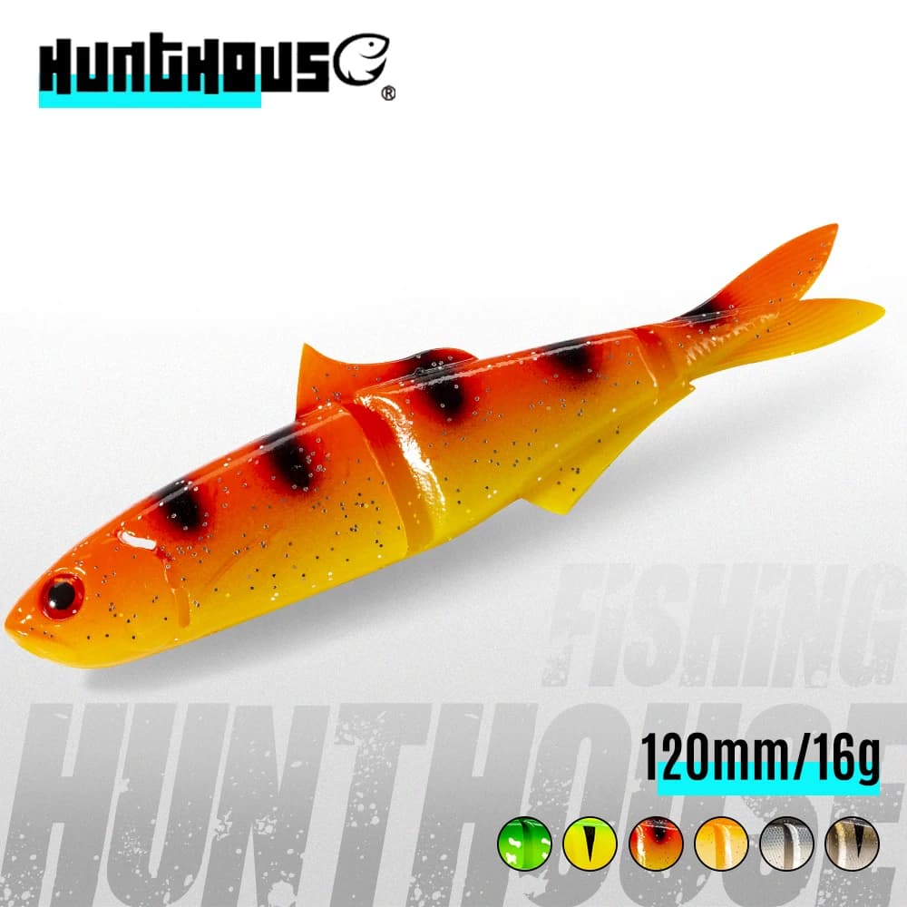 Hunthouse 3PCS Esche artificiali morbide in silicone 120mm 16g Wobblers Swimbait per la pesca di persico, luccio, trota LW235