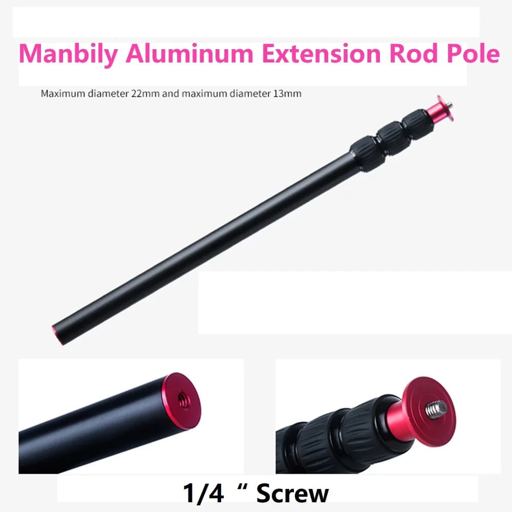 Manbily LR-224 asta di prolunga per fotocamera asta monopiede per telefono cellulare Action Camera treppiede Selfie Stick con vite da 1/4"