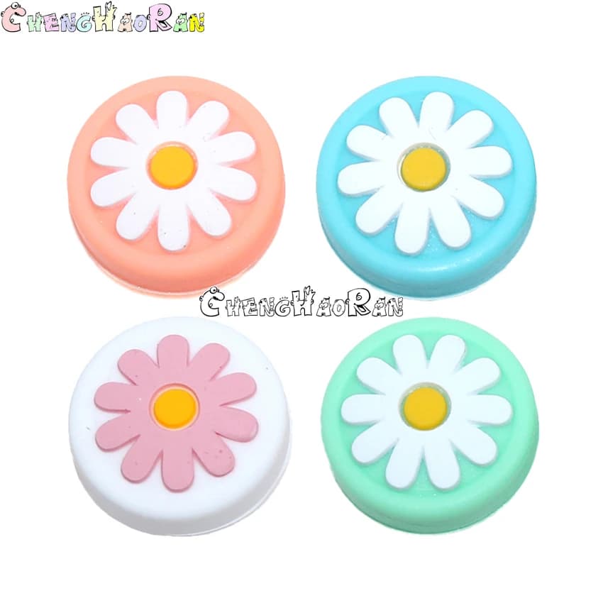 4 pezzi impugnatura per pollice fiore margherita per manopole controller switch nintend copertura stick per pollice cappucci joystick per controller Joycon interruttore