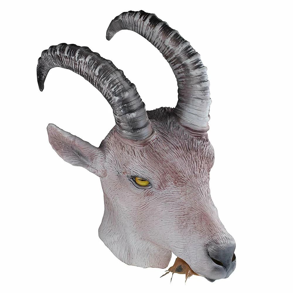Maschera per la testa di animale di antilope di capra maschera per la testa completa di pecora in lattice costumi per feste di Halloween in gomma