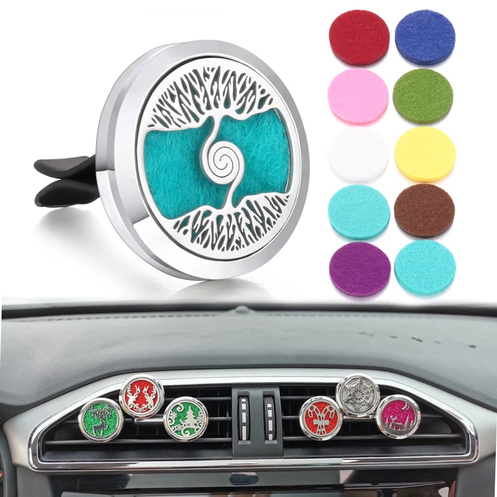 Aromaterapia Gioielli Auto Diffusore di profumo Clip 30mm Fiore Albero della vita Profumo Olio essenziale Diffusore Collana con ciondolo medaglione