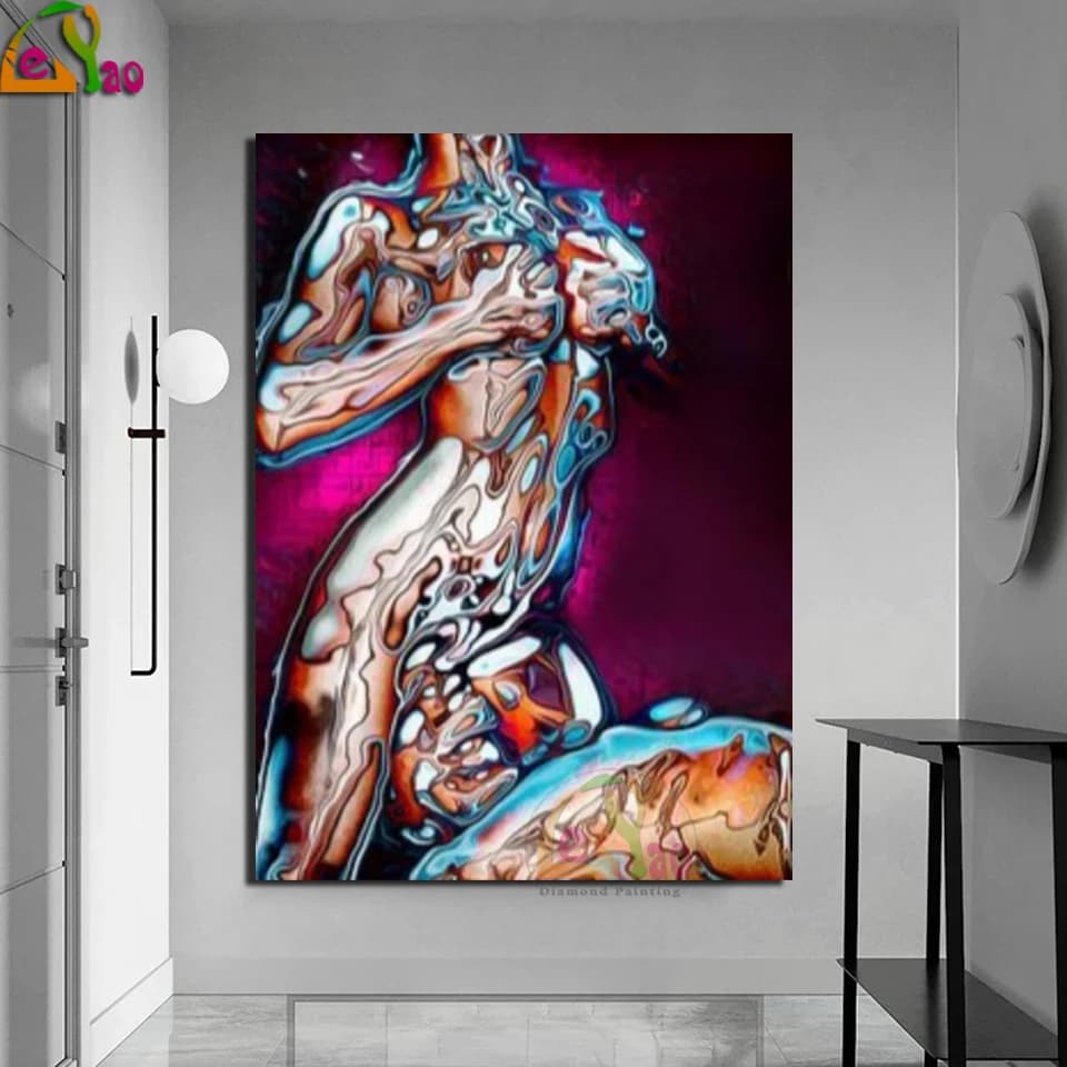 5D pittura diamante fai da te uomini e donne Sexy strass diamante ricamo astratto nudo coppia punto croce mosaico Set decorazioni per la casa