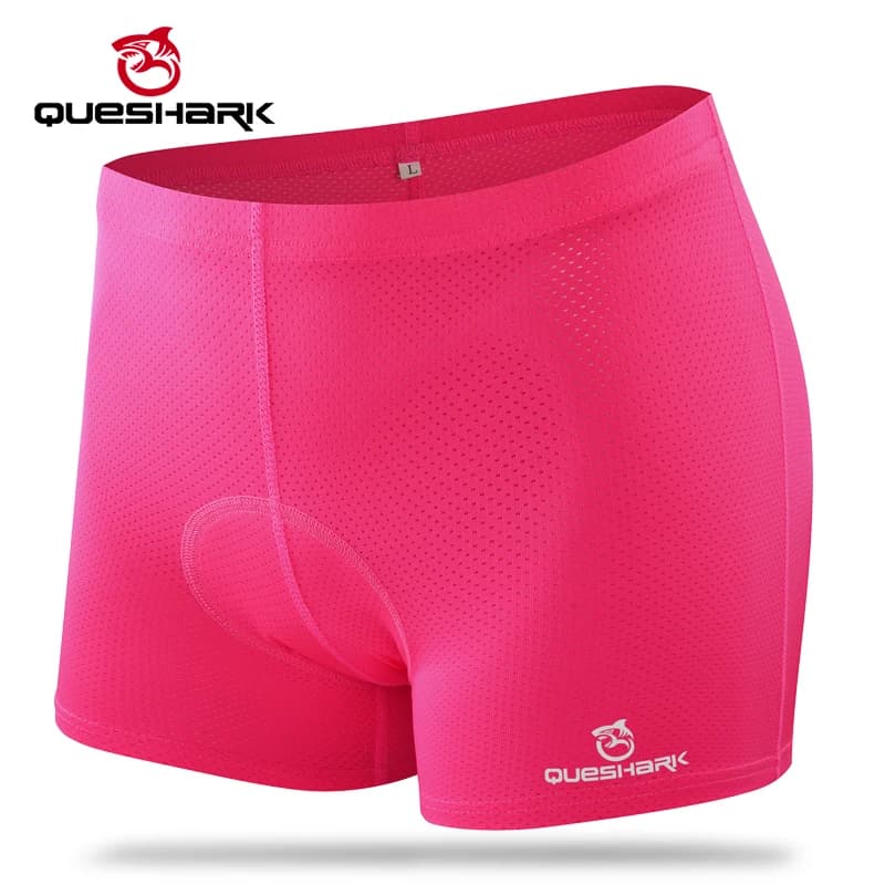 QUESHARK Underwear Women Pink Cycling 3D Shock-resistant padded gel Mountain MTB riding Road Bike Sport Underwear pantalon tights
