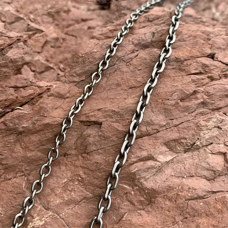 Collana a catena TA1 in titanio puro Collegamento saldato a forma di O da 3 mm, gioielli durevoli ipoallergenici con chiusura per uomo donna regalo unisex
