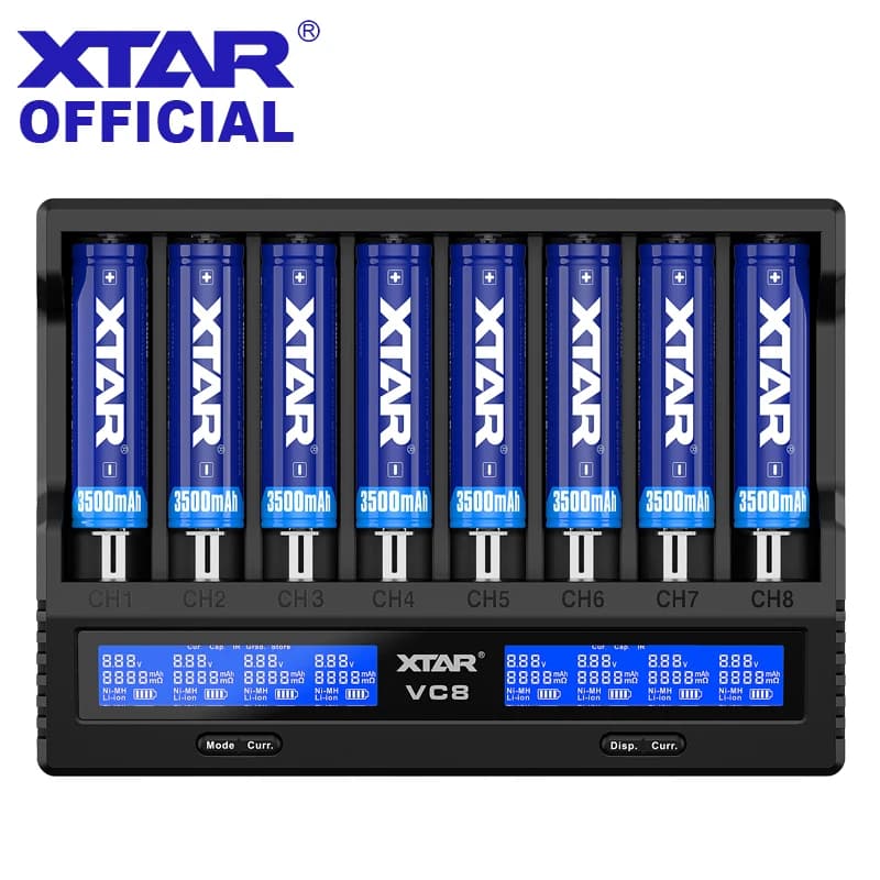 XTAR 18650 Caricabatteria VC8 = VC4 + VC4SL QC3.0 Tipo C Caricatore rapido Ricarica Display LCD Carregador per 21700 20700 18650 Batteria