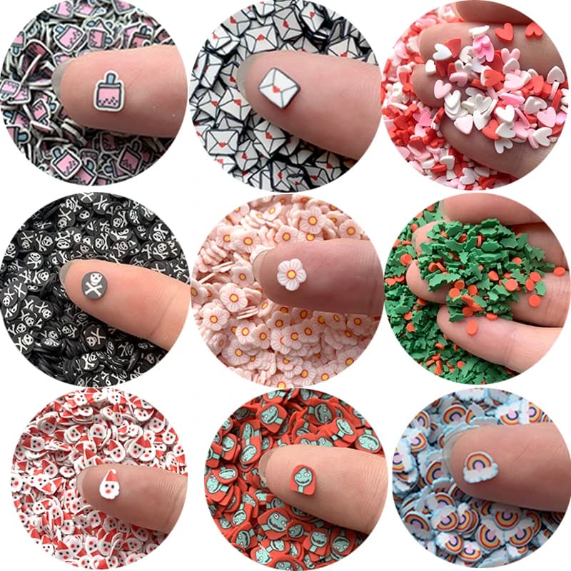 20 g/borsa Natale Halloween Abbellimenti in argilla polimerica Artigianato floreale per la decorazione di nail art Shaker Filler Accessori fai da te