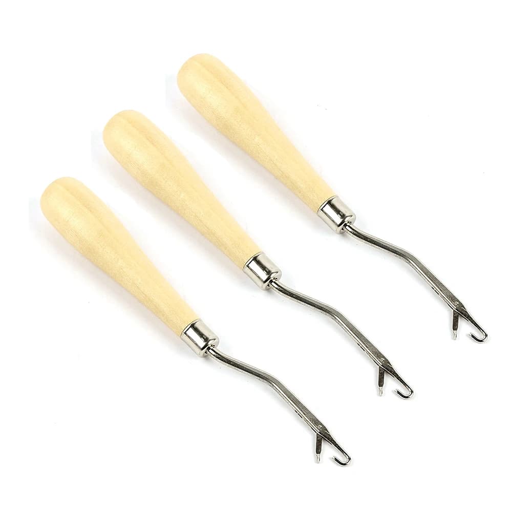 Aghi a Uncino Economici con Manico in Legno, Strumenti per Extension di Capelli in Filo di Ferro, Ago per Micro Uncinetto per Realizzazione di Parrucche in Pizzo e Lavori Artigianali Fai-da-Te