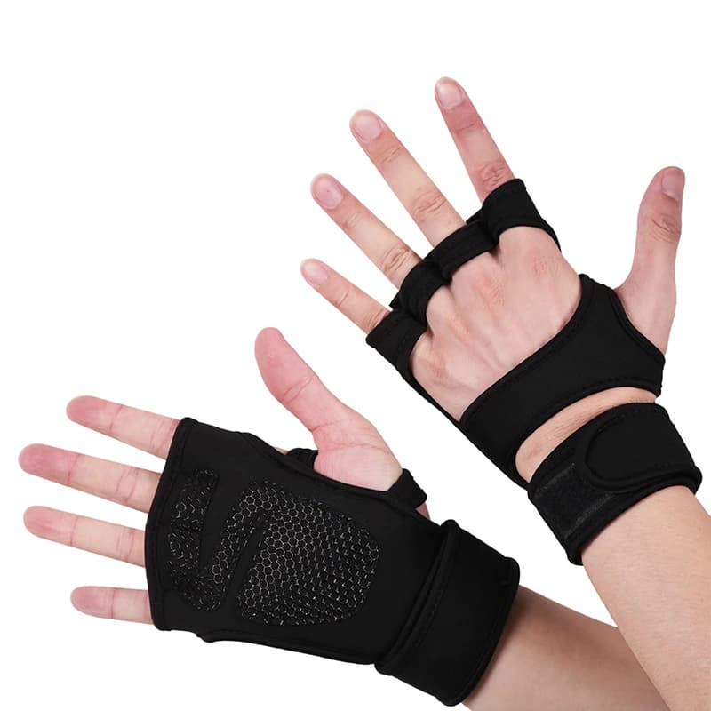 Fitness Gloves for weight lifting with wrist straps Silicone gel complete palm protection gym workout gloves power lifting equipment