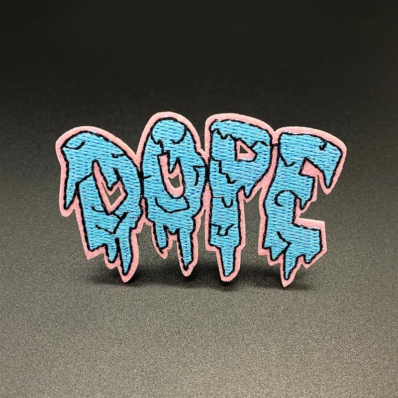 Trend letters dope Creativity Embroidered Iron On Patches Sewing Applique Jacket Backpack Clothing accessories badge cap badge