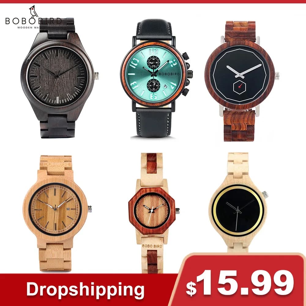 BOBO BIRD Men's Wooden Watch Design Unique High Quality Quartz Movement Wrist Watch for Women Family Friends Watch Liquidation
