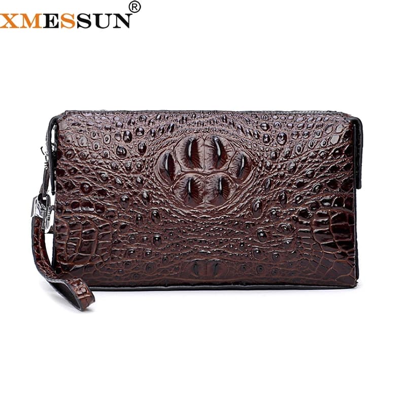 XMESSUN New Clutch Bag Fashion Design Crocodile Pattern Clutch Cowhide Genuine Leather Envelope Bag Coin Purse INS K345