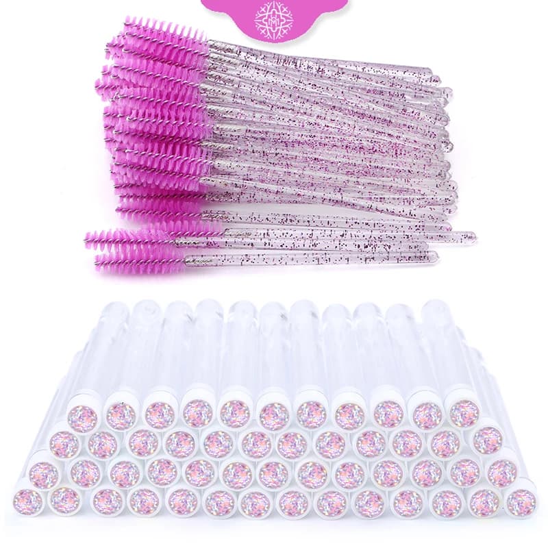 50/100pcs Diamond Eyebrow Brush Use And Drop Brush For Eyelash Reusable Crystal Eyelash Brush Replaceable Powder Proof Makeup Set