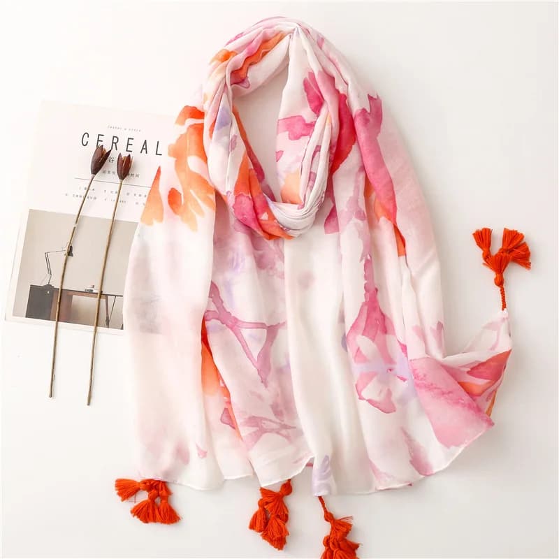 2025 Women Spain Fashion blossoming Floral Viscose Shawl Scarf Aztec Ethnic Echarpe Foulard Femme Bufandas Muslim Hijab 180*90Cm