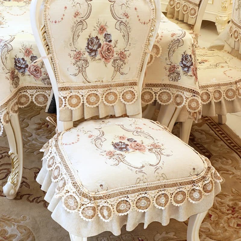 Set di cuscini per sedie da pranzo Euro Set di fodere per sedie da pranzo in pizzo di lusso Cuscino per sedie squisito antiscivolo traspirante per la casa