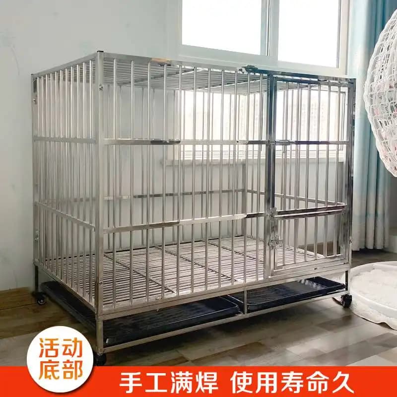 HQ pieghevole o assemblato gabbie per animali domestici di grandi dimensioni in acciaio inossidabile trasportini per canile case cassa con porta scorrevole a sottopiastra di prua