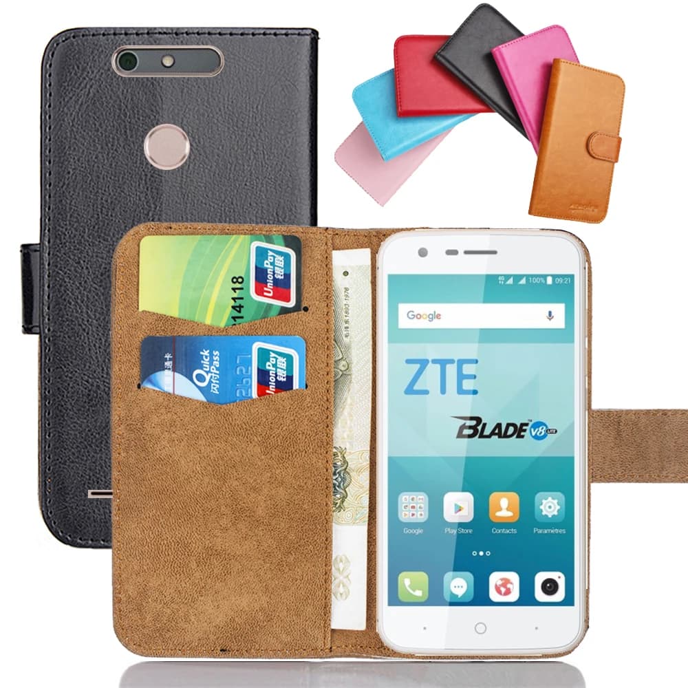 Custodia ZTE Blade V8 Lite 5 "6 colori Flip morbida pelle Crazy Horse BLADE V 8 LITE Cover per telefono custodie per carte di credito portafoglio