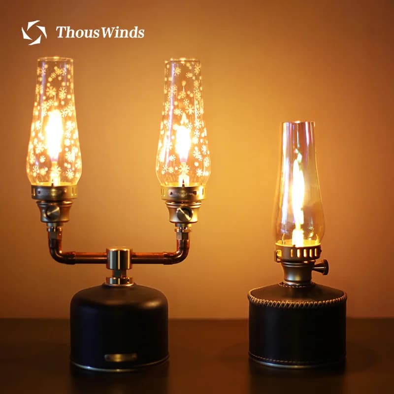 Thous Winds outdoor gas lantern, camping tent lamp, 18 model glass lampshade, emotional field light, camping supplies lighting