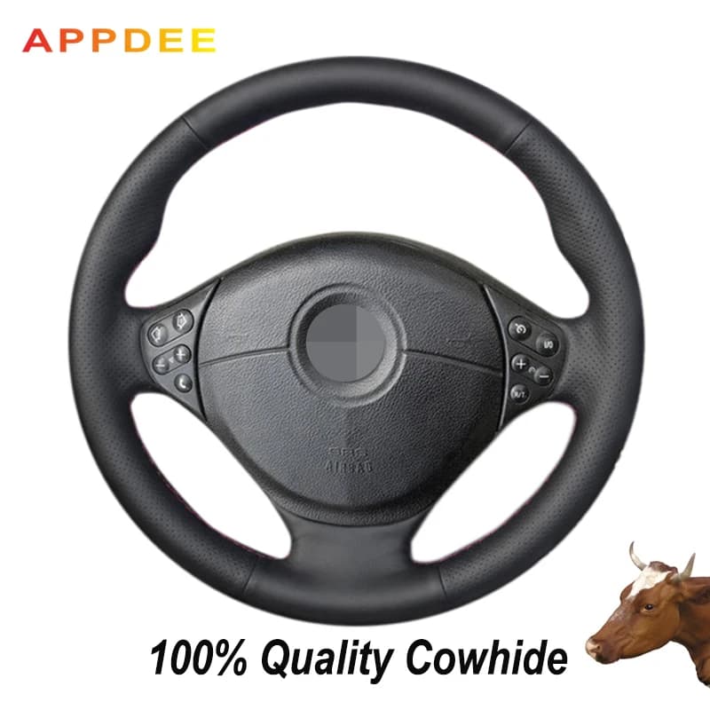 AppDee Coprivolante per auto in vera pelle nera per BMW E39 Serie 5 1999-2003 E46 Serie 3 1999-2005 E53 X5 E36 Z3