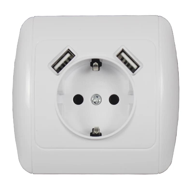 Presa elettrica a muro 5V2A standard UE con doppia presa USB domestica, caricatore con porta USB E7