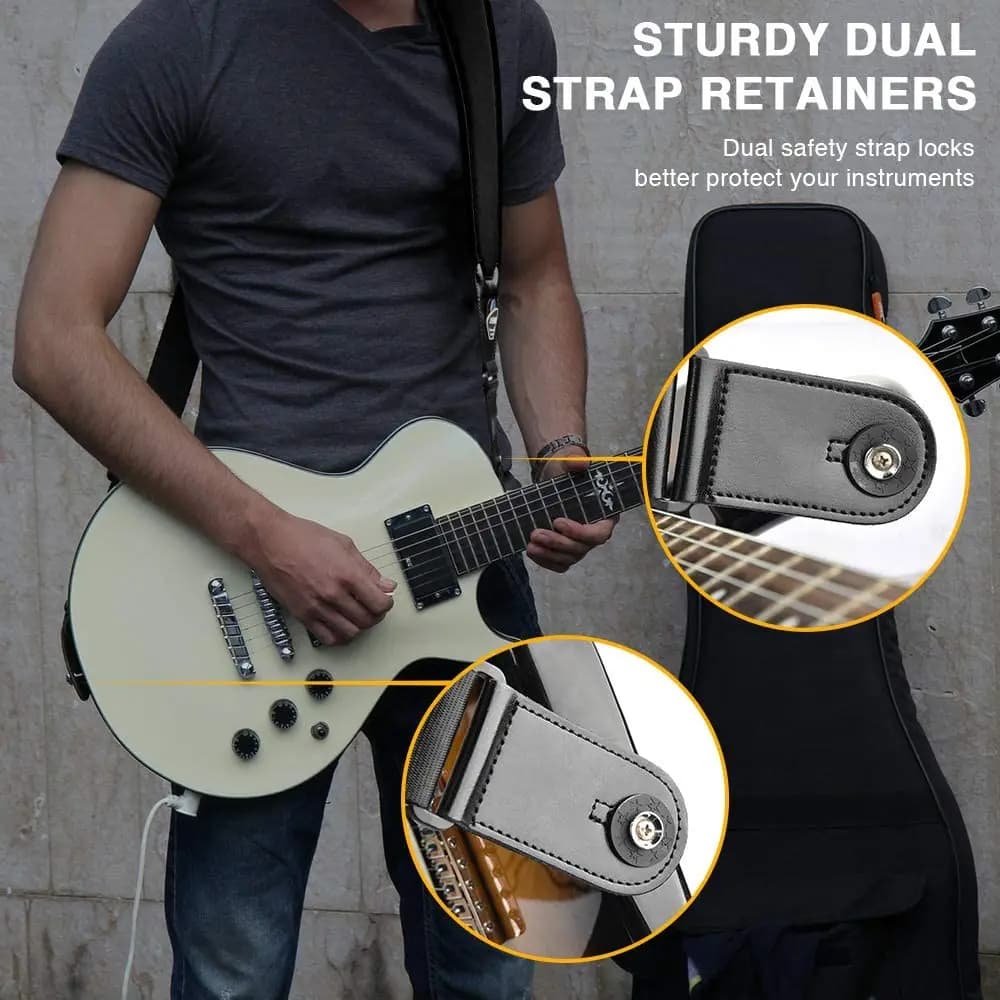 LEKATO LGS-1 tracolla regolabile per chitarra elettrica con 6 plettri per chitarra 3D spugna imbottitura per chitarra elettrica cinghia per basso 3.5 "di larghezza