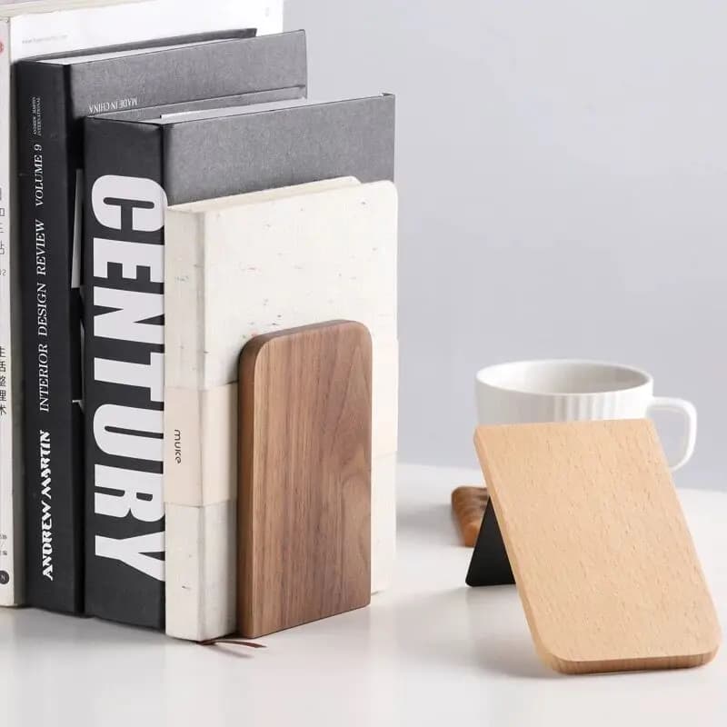 Sharkbang 2 pieces/couple of walnut solid wood braces, desk book organizers, book books, school stationery supplies