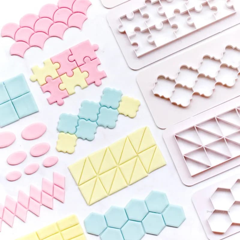 3 pezzi di argilla polimerica stampi da taglio in plastica esagonale/rotondo/quadrato/scaglie di pesce forma geometrica designer fai da te orecchino strumenti di ceramica