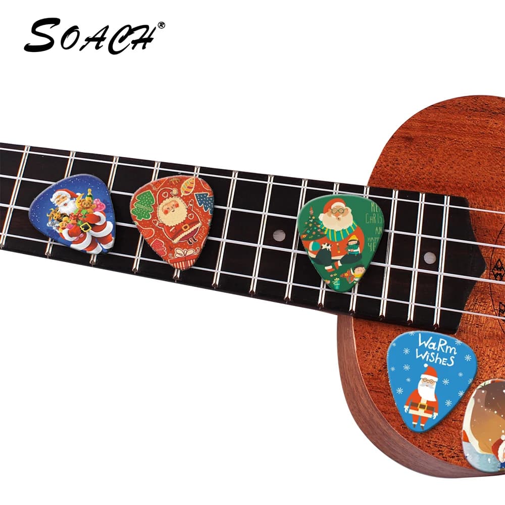 SOACH Fashion 10 Pz 0.46/0.71/1.0mm Spessore Plettri per Chitarra Babbo Natale Accessori per Chitarra Plettro per Chitarra per Ukulele Palette per Chitarra