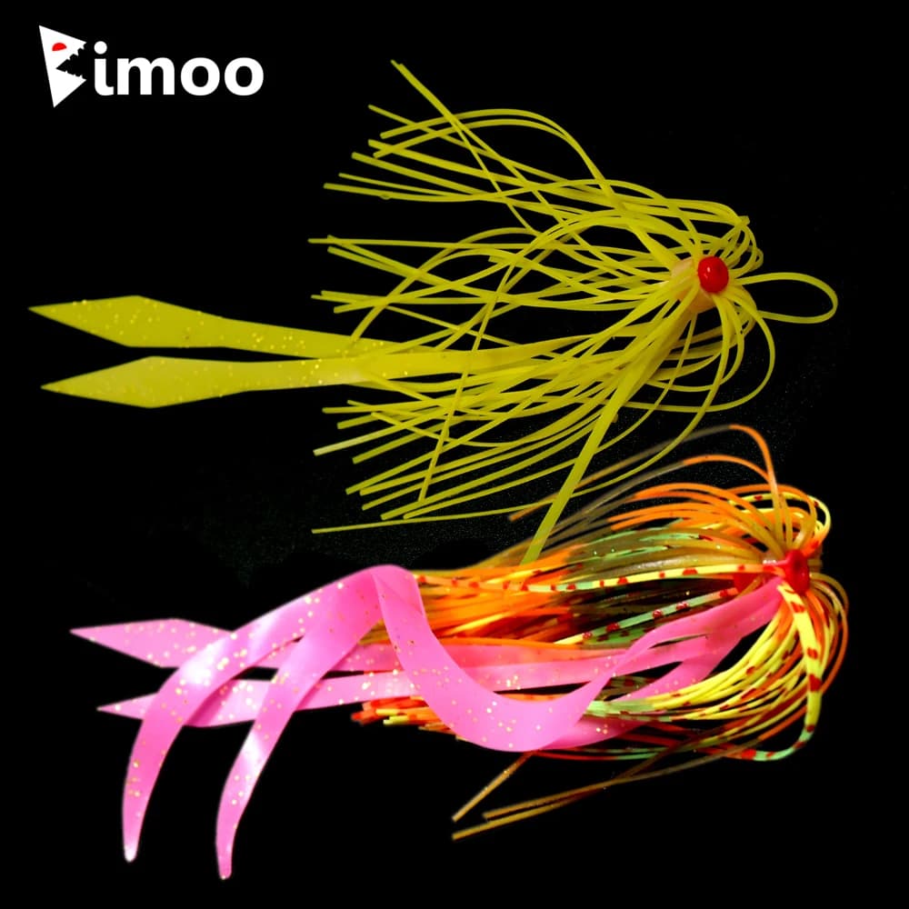 Bimoo 5/10 pz Gomma di Silicone GonneTrailer Maschere Kabura Snapper Calamari Jigging Richiamo di Pesca con Parti Scivoli Attrezzatura da Pesca in Mare