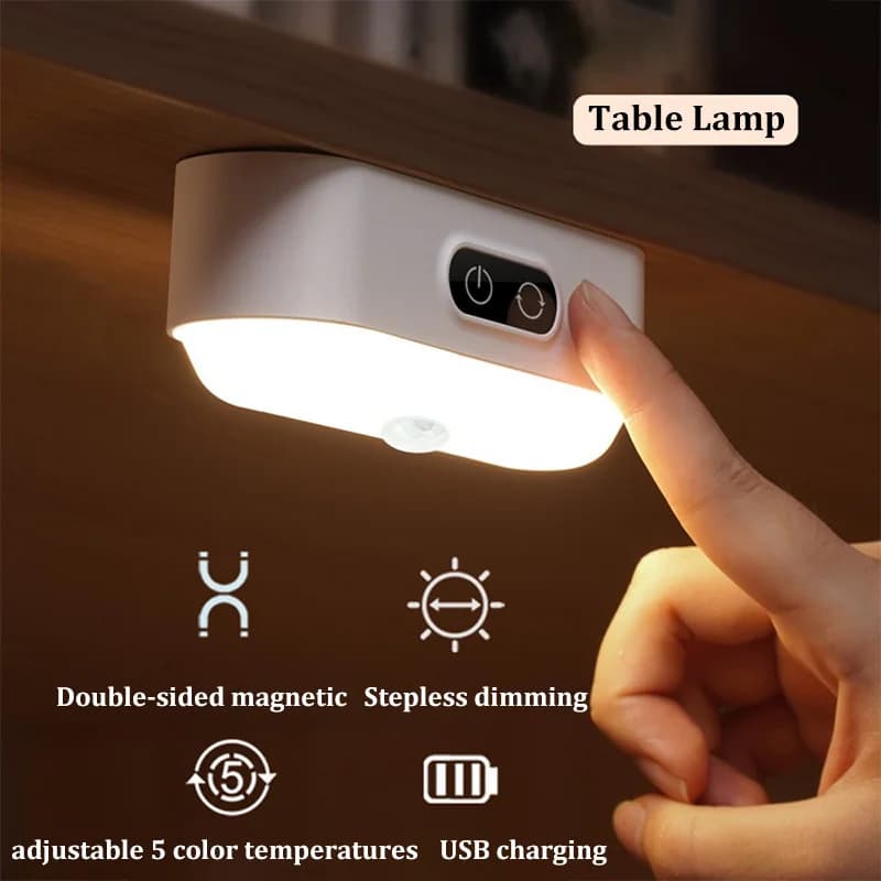 Touch Control LED Night Light sensore di movimento lampada da tavolo a sospensione lampada da comodino ricaricabile USB dimmerabile per armadio