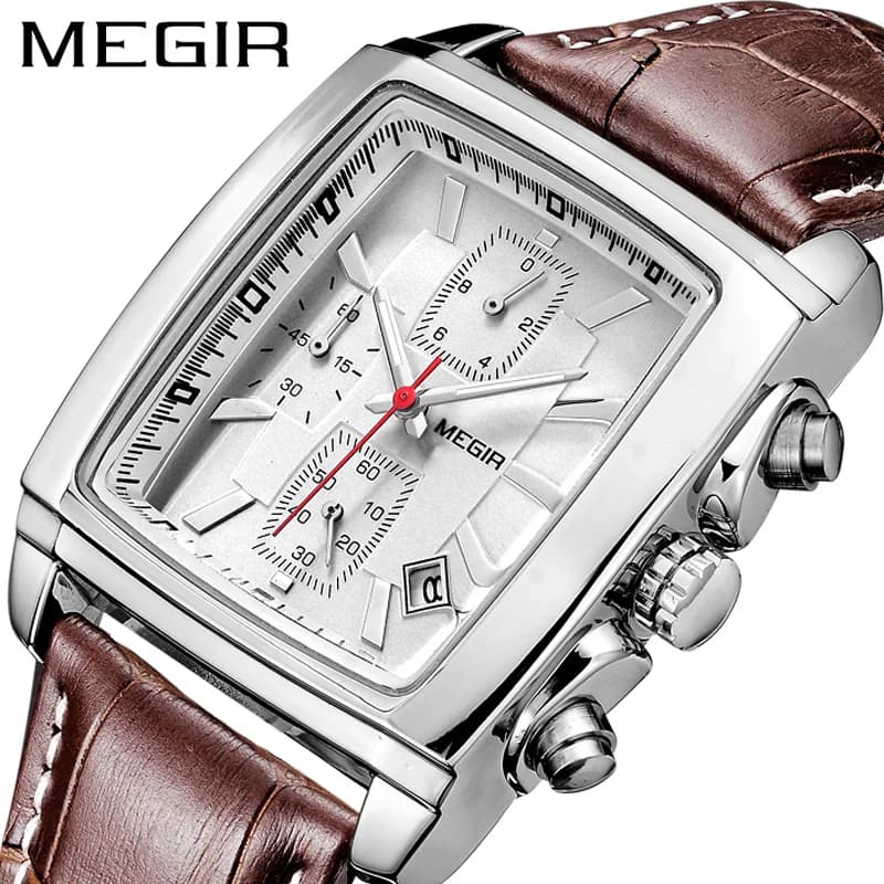 2023 MEGIR men's original watch luxury quartz military watches of the best brands men's wristwatch in waterproof light leather
