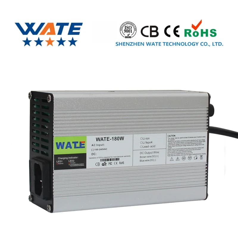 Caricabatterie Lifepo4 36v 3A uscita 43.8V 3A 12s caricabatteria intelligente bici elettrica intelligente per batteria 12s 36v Lifepo4 15ah 20Ah